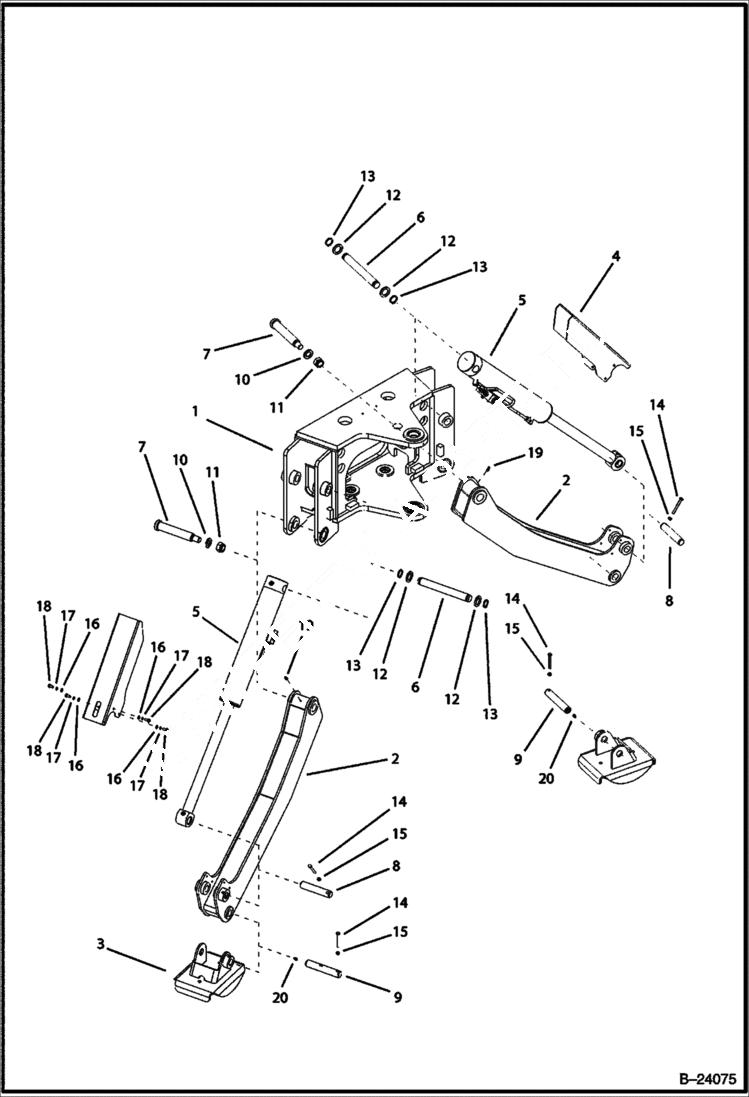 Схема запчастей Bobcat BL370 - TRUNNION Center Mount Backhoe WORK EQUIPMENT