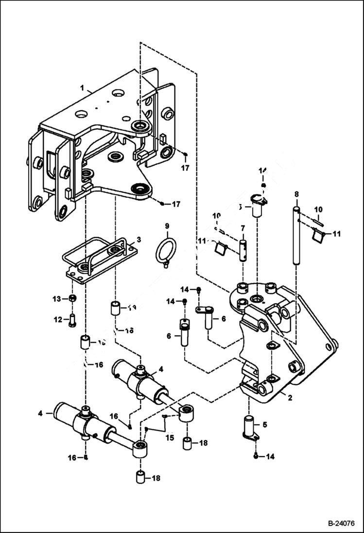 Схема запчастей Bobcat BL370 - TRUNNION Center Mount Backhoe WORK EQUIPMENT