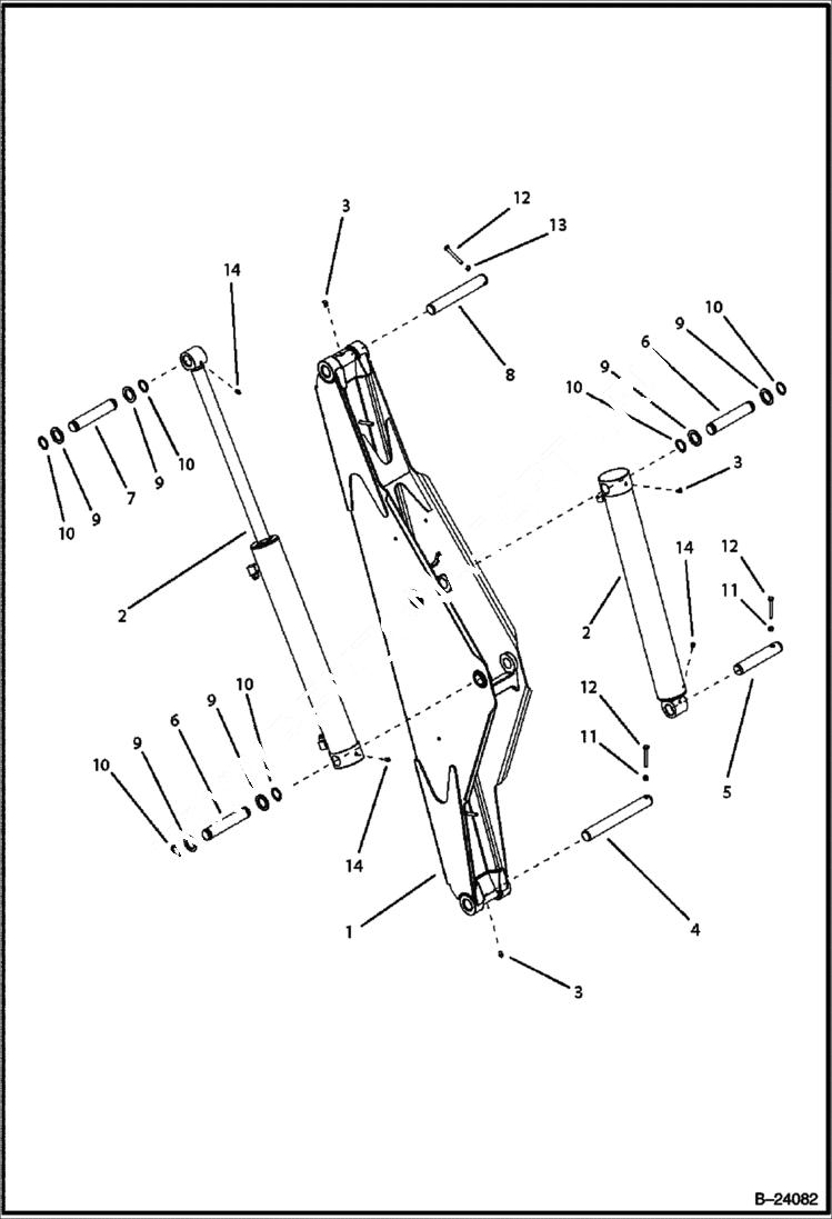 Схема запчастей Bobcat B300 - BOOM ASSY Center Mount Backhoe WORK EQUIPMENT