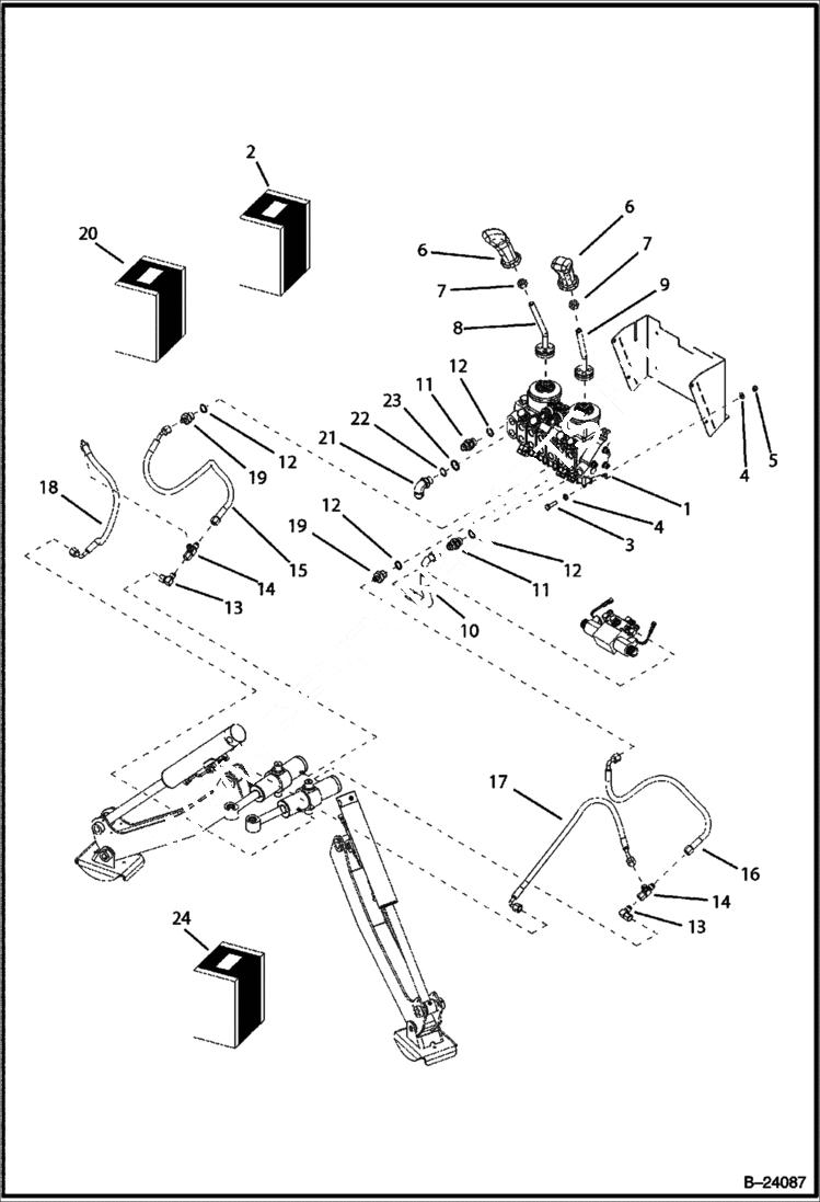 Схема запчастей Bobcat BL370 - HYDRAULIC CIRCUITRY (Center Backhoe) HYDRAULIC SYSTEM