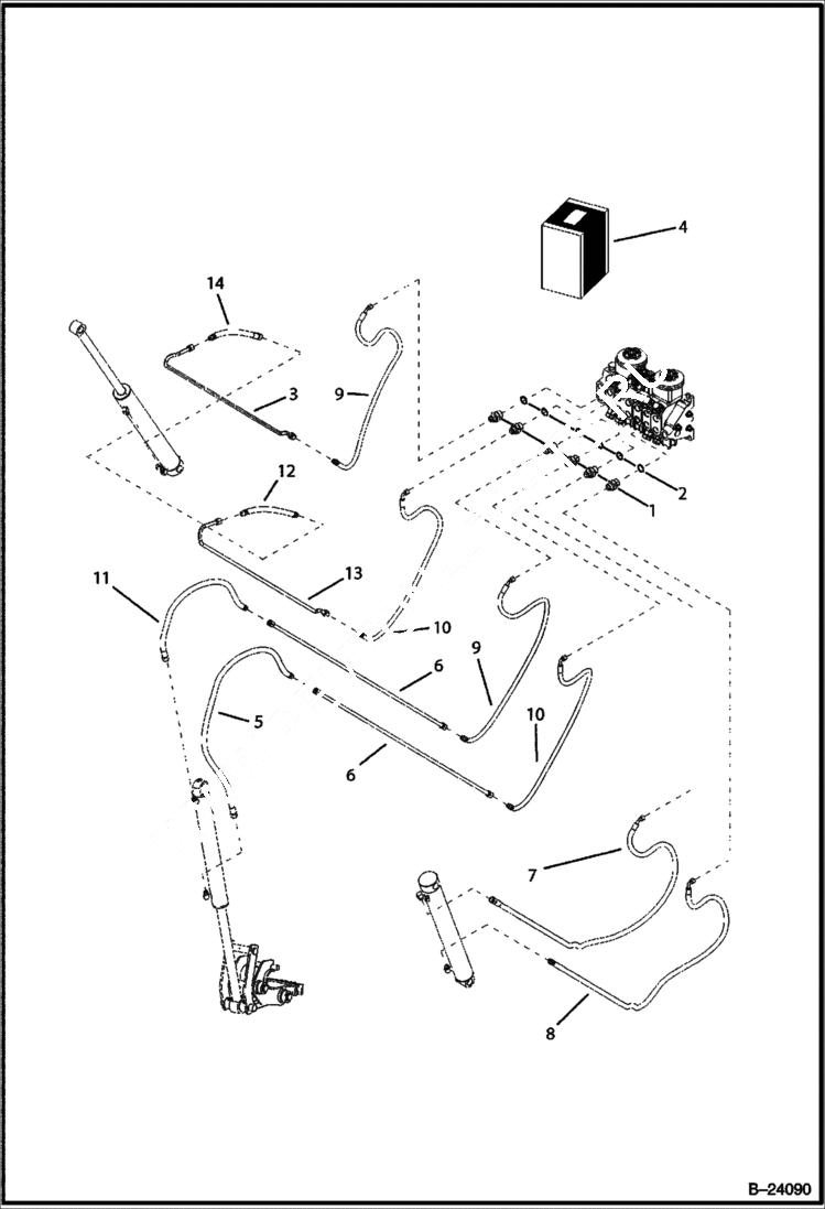 Схема запчастей Bobcat BL370 - HYDRAULIC CIRCUITRY (Center Backhoe) HYDRAULIC SYSTEM