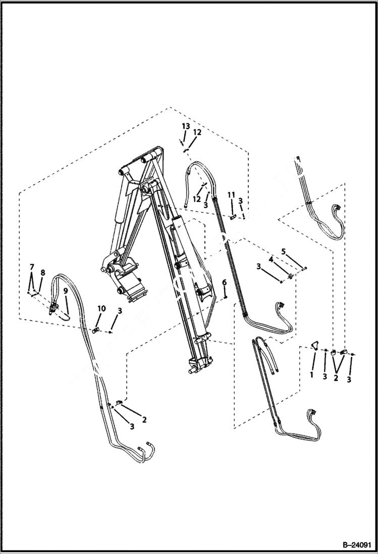 Схема запчастей Bobcat B300 - HYDRAULIC CIRCUITRY Center Backhoe HYDRAULIC SYSTEM