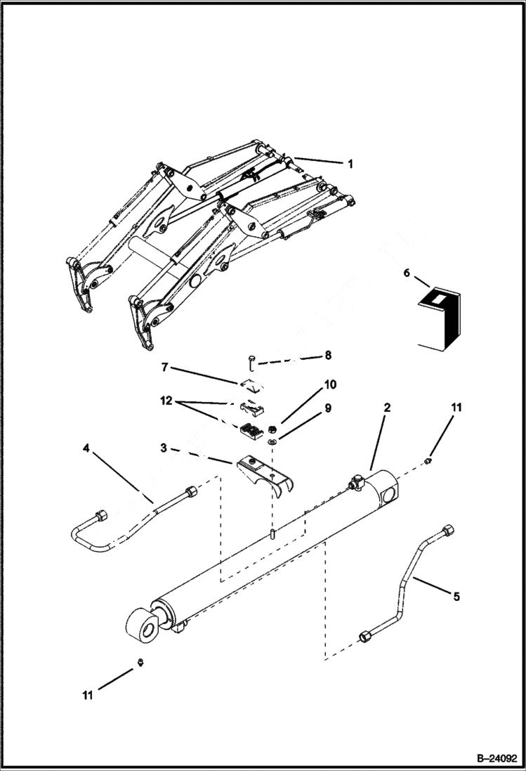 Схема запчастей Bobcat BL470 - LIFT CYLINDER Right (BL470) 5705 11012 & Above (BL475) 5719 11003 & Above HYDRAULIC SYSTEM