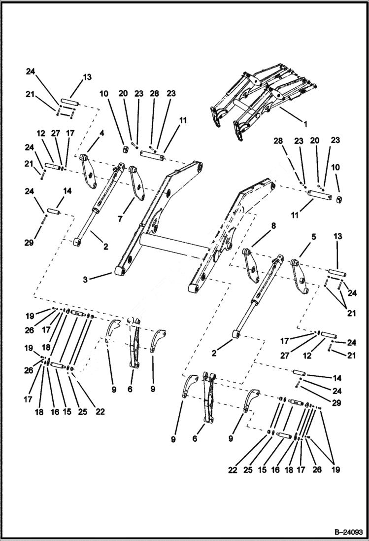 Схема запчастей Bobcat B300 - LOADING ARMS HYDRAULIC SYSTEM