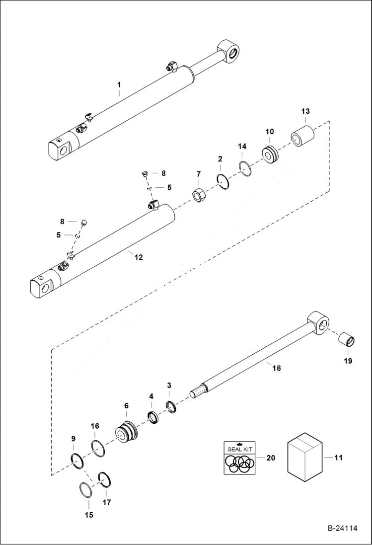 Схема запчастей Bobcat BL370 - TILT CYLINDER (BL370) 5704 11035 & Above (BL375) 5718 11014 & Above HYDRAULIC SYSTEM