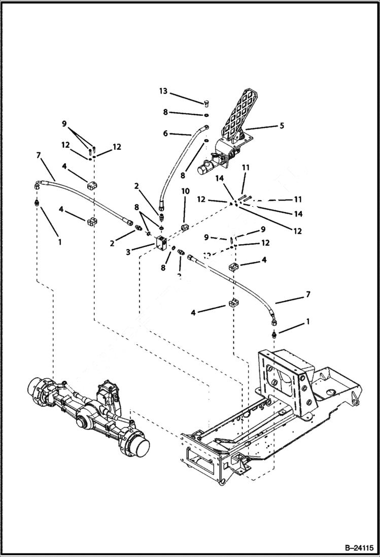 Схема запчастей Bobcat B300 - MAIN BRAKE MAIN FRAME