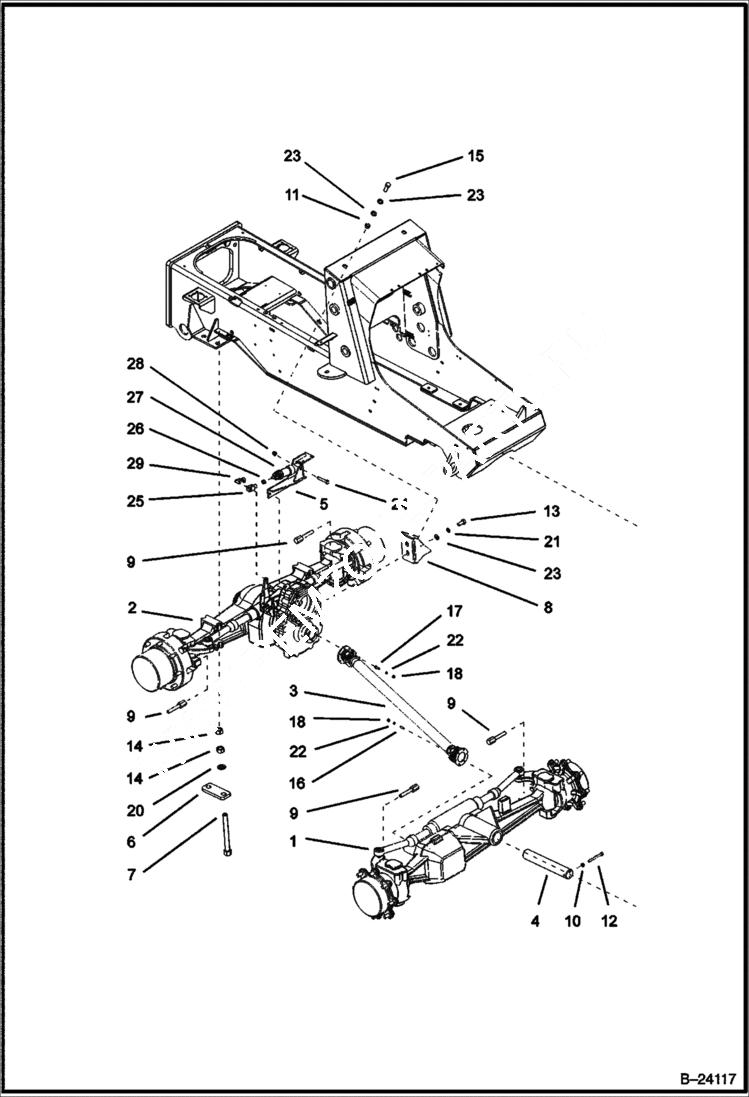 Схема запчастей Bobcat B300 - DRIVE TRAIN (Main Frame) MAIN FRAME