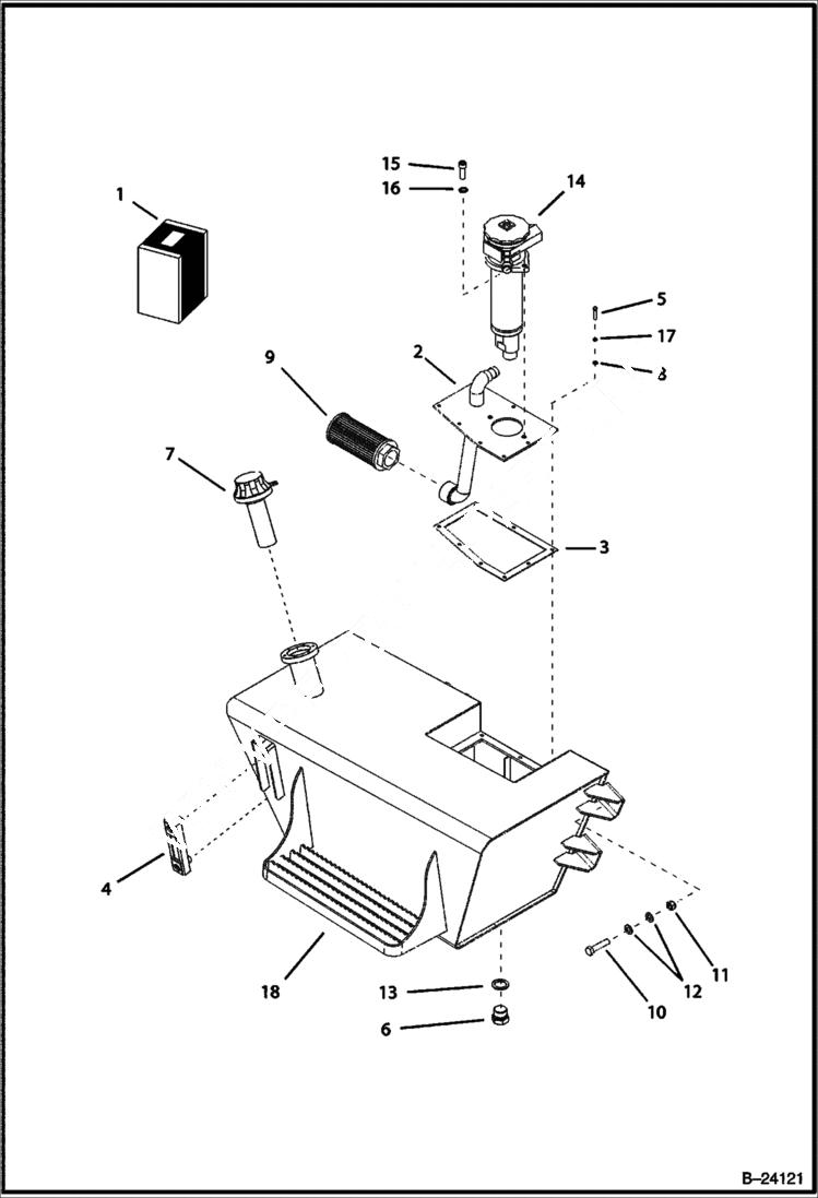 Схема запчастей Bobcat B300 - OIL TANK ASSY Tier I 5723 11001 & Above POWER UNIT