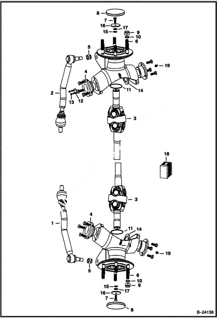 Схема запчастей Bobcat 5600 - AXLE ASSEMBLY (Hub & U-Joint Assembly) DRIVE TRAIN