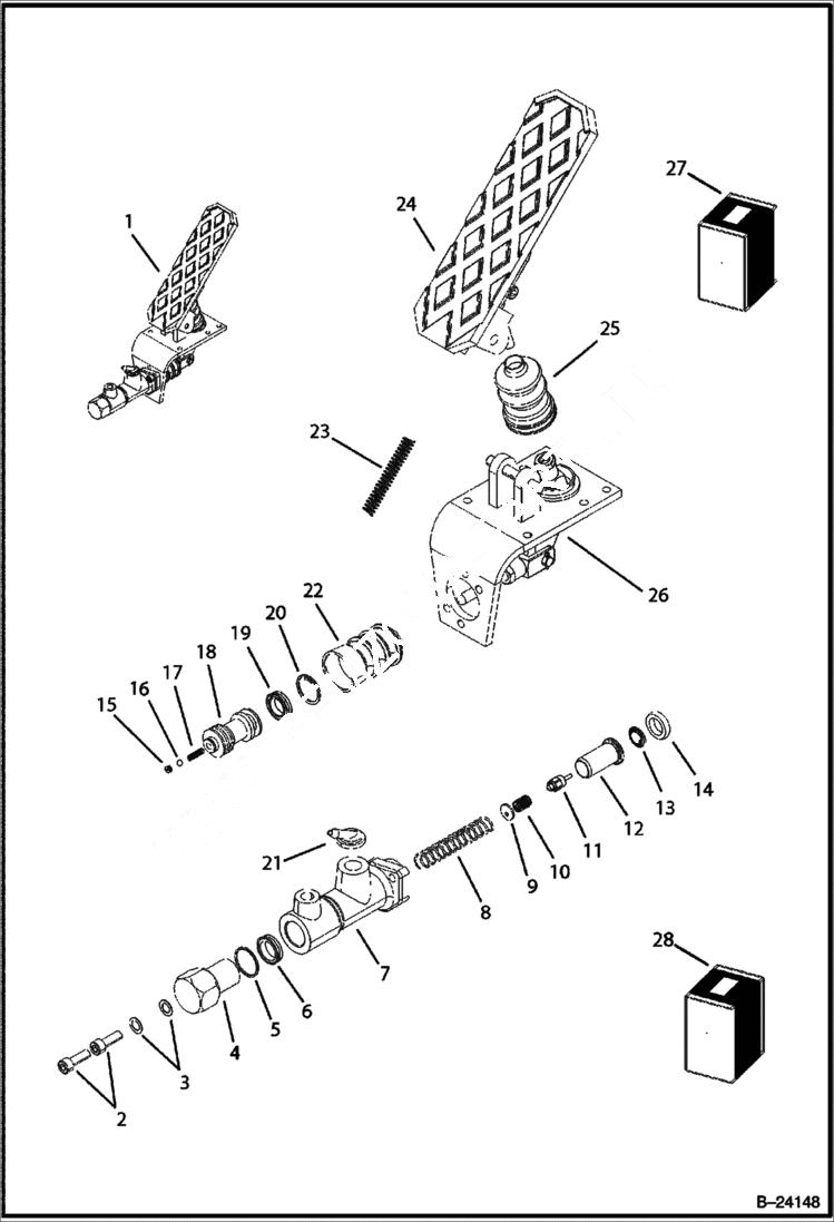 Схема запчастей Bobcat BL370 - MAIN BRAKE Pedal CANOPY