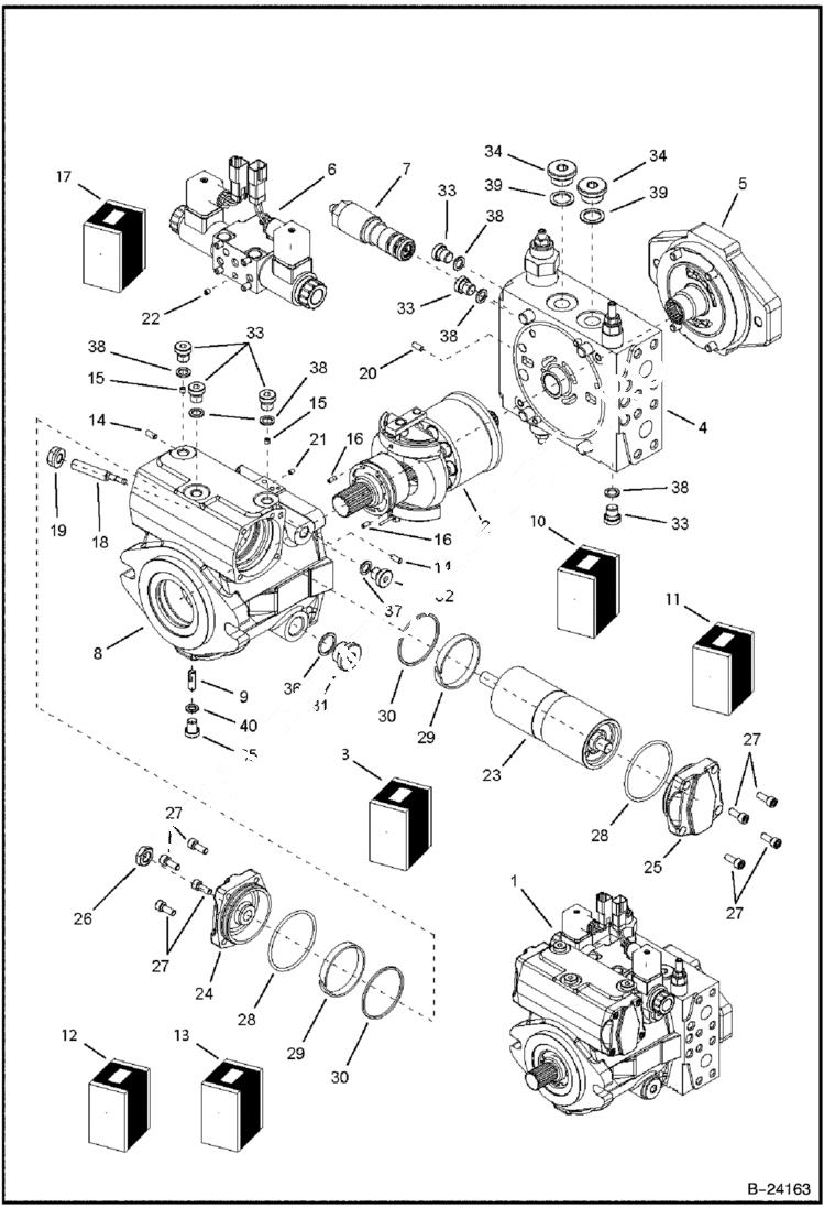 Схема запчастей Bobcat B300 - HYDRAULIC CIRCUITRY Axial Pump HYDRAULIC SYSTEM