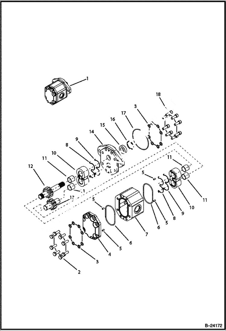 Схема запчастей Bobcat B300 - HYDRAULIC CIRCUITRY Gear Pump HYDRAULIC SYSTEM