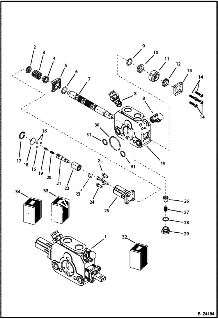 Схема запчастей Bobcat B300 - HYDRAULIC CIRCUITRY Front Distributor HYDRAULIC SYSTEM