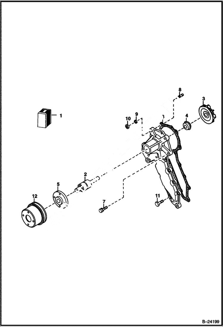 Схема запчастей Bobcat B300 - WATER PUMP Tier I 5723 11001 & Above POWER UNIT