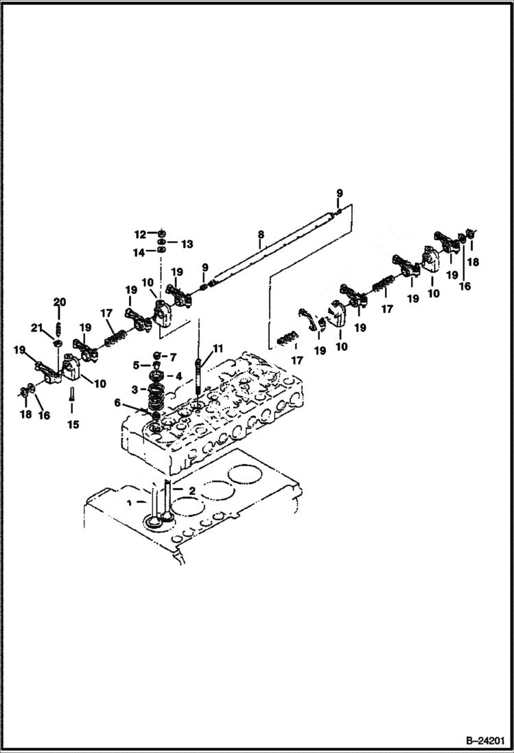 Схема запчастей Bobcat B300 - VALVE ROCKER ARM Tier I 5723 11001 & Above POWER UNIT