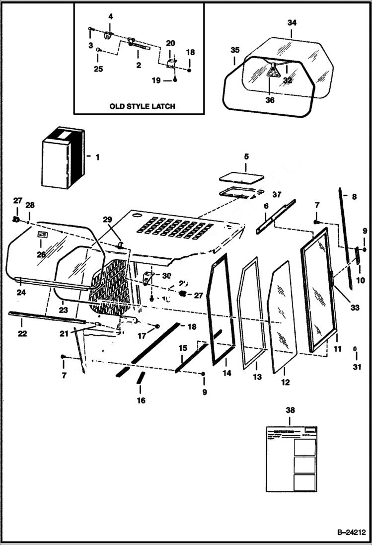 Схема запчастей Bobcat 800s - CAB WINDOWS (S/N 20001 & Above) ACCESSORIES & OPTIONS