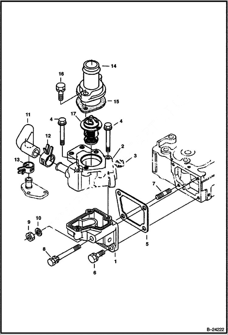 Схема запчастей Bobcat 430 - WATER FLANGE & THERMOSTAT POWER UNIT