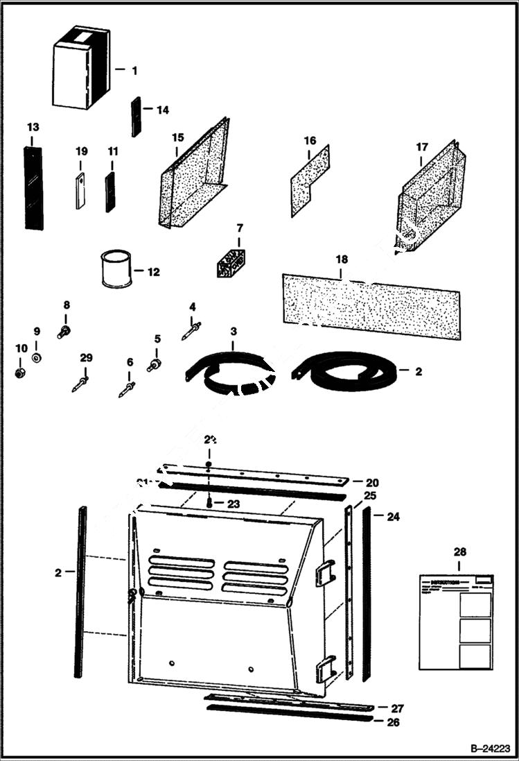 Схема запчастей Bobcat 800s - AIR SEAL/SCREEN KIT (S/N 20001 & Above) ACCESSORIES & OPTIONS