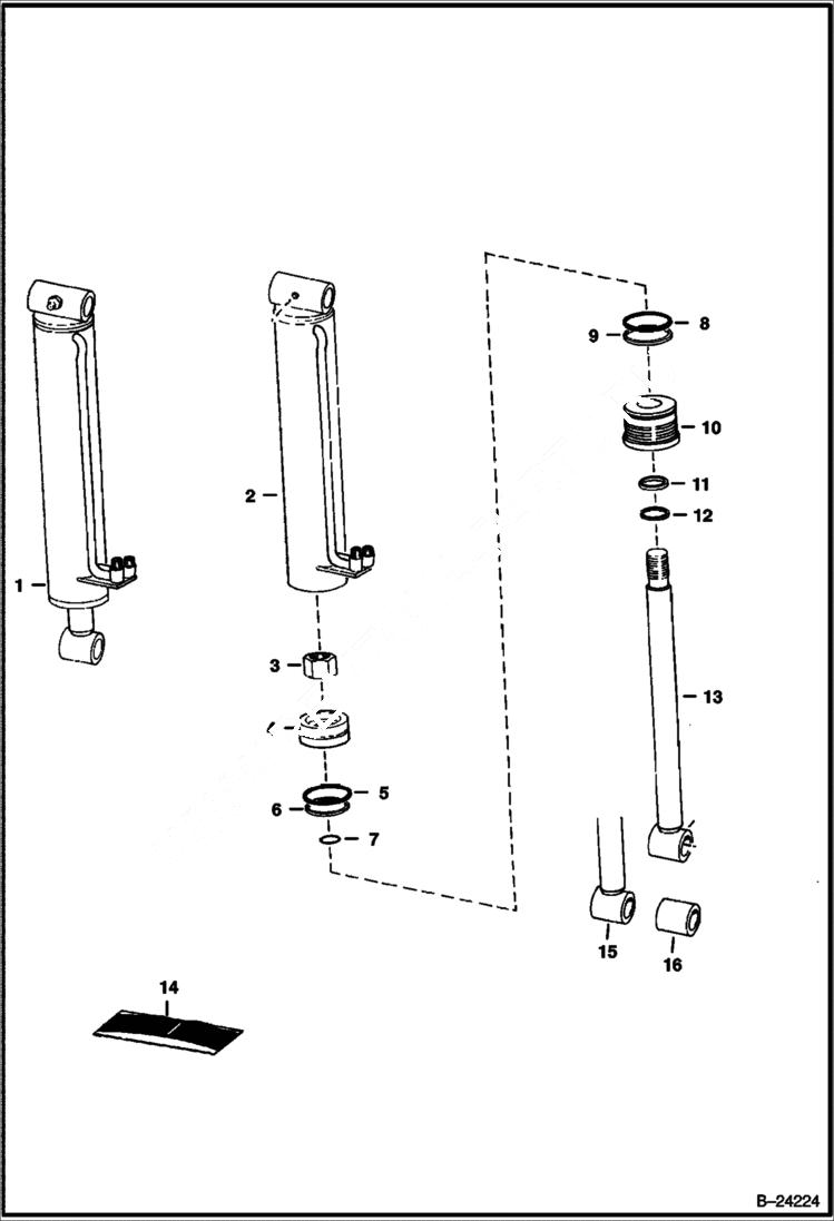 Схема запчастей Bobcat 600s - TILT CYLINDER (W/Welded On Tube) HYDRAULIC SYSTEM