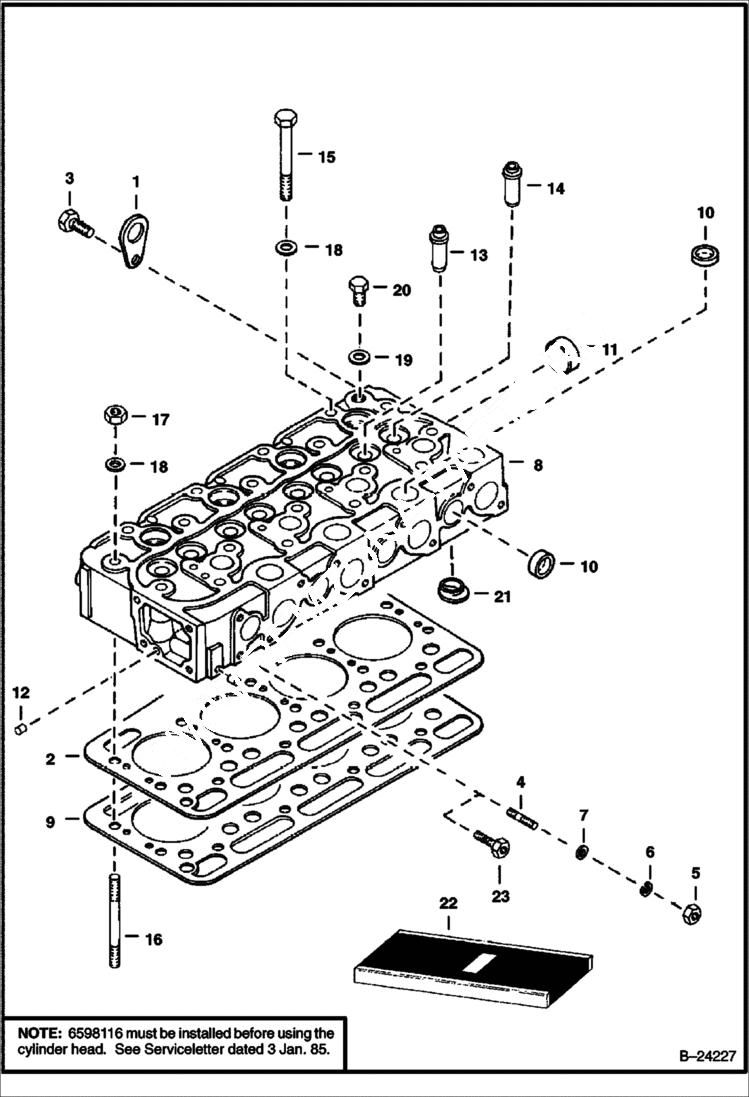 Схема запчастей Bobcat Articulated Loaders - CYLINDER HEAD POWER UNIT