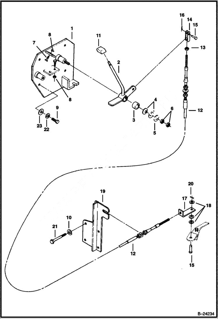 Схема запчастей Bobcat 231 - FUEL CONTROL LEVER POWER UNIT