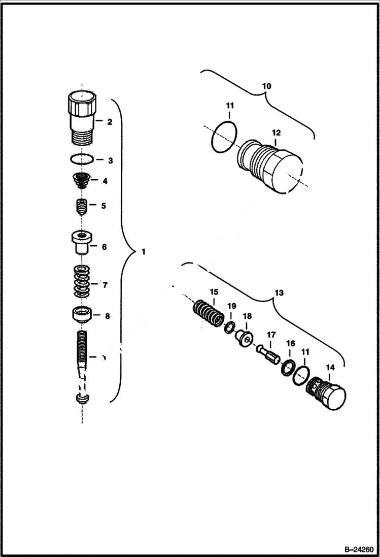 Схема запчастей Bobcat 430 - HYDROSTATIC PUMP (Valves & Plugs) HYDRAULIC/HYDROSTATIC SYSTEM