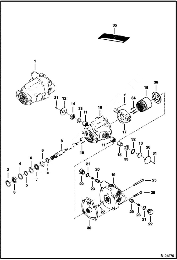 Схема запчастей Bobcat 500s - HYDROSTATIC PUMP (Front) HYDROSTATIC SYSTEM