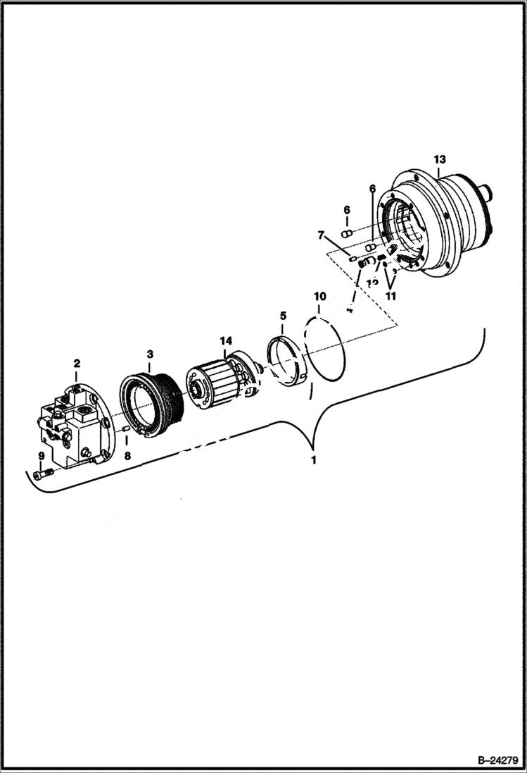 Схема запчастей Bobcat 430 - TRAVEL MOTOR (Rotary Group) HYDRAULIC/HYDROSTATIC SYSTEM