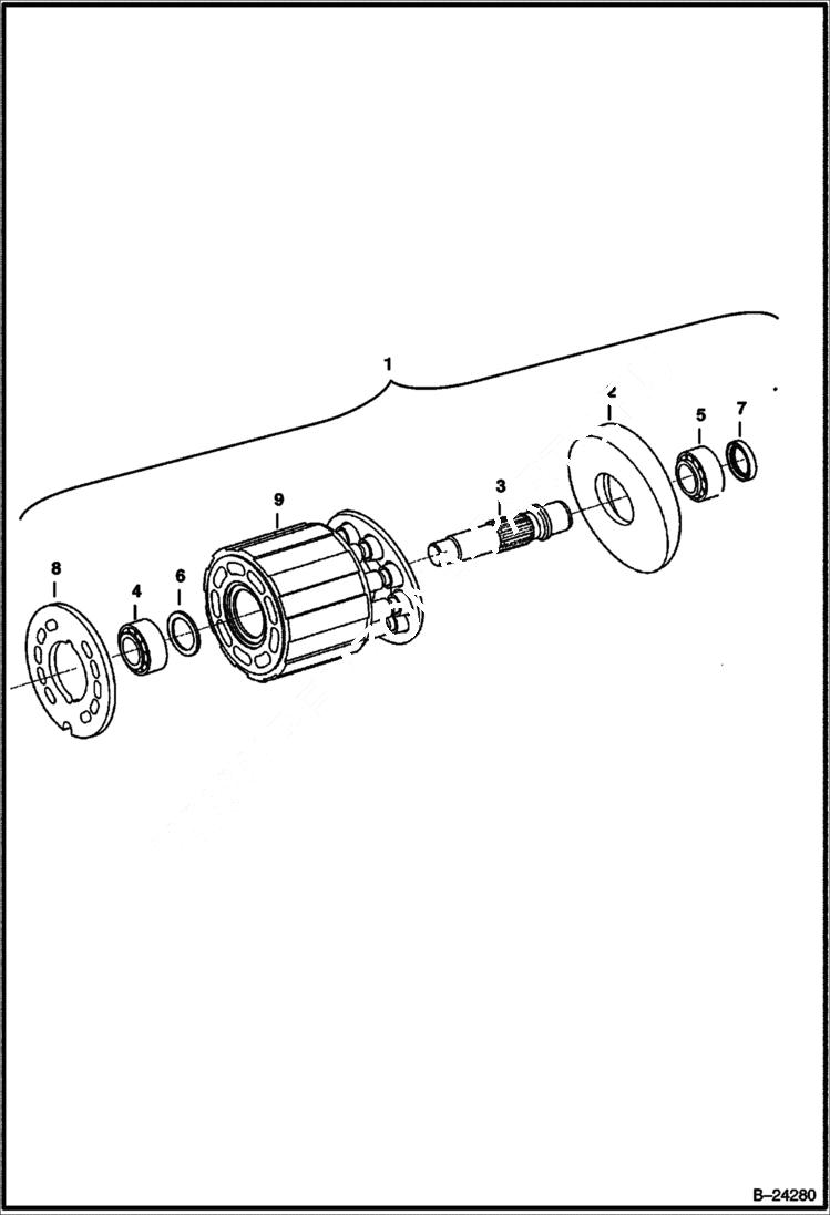 Схема запчастей Bobcat 430 - TRAVEL MOTOR (Rotary Group) HYDRAULIC/HYDROSTATIC SYSTEM