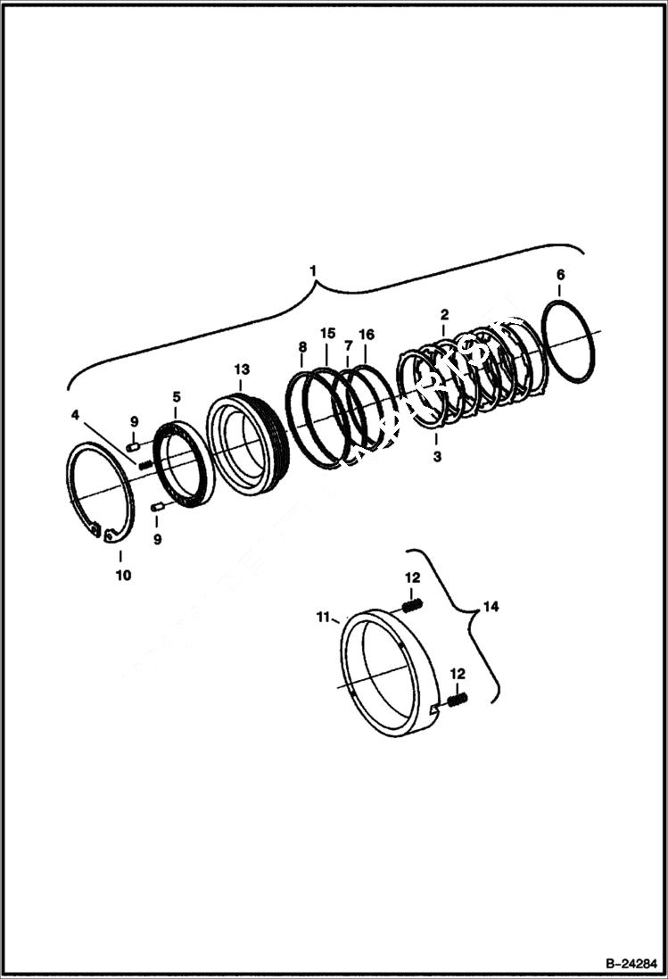 Схема запчастей Bobcat 435 - TRAVEL MOTOR (Pressure Rings) (Original Design) (BTIE-086) HYDRAULIC/HYDROSTATIC SYSTEM