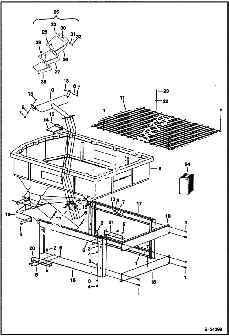 Схема запчастей Bobcat SPREADER - SAND SPREADER (Frame & Hopper) (0066) Loader