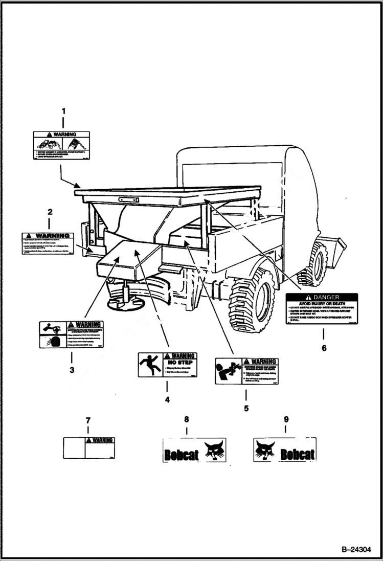 Схема запчастей Bobcat SPREADER - SAND SPREADER (Decals) (0066) Loader