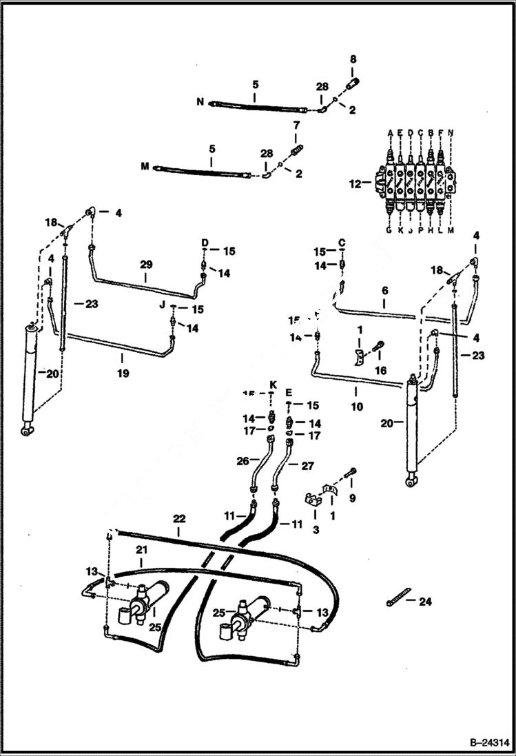 Схема запчастей Bobcat BACKHOE - HYDRAULICS - MAIN FRAME (W/Aux.) (232900101 & Above) 725S BACKHOE