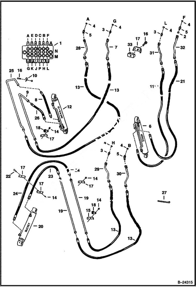 Схема запчастей Bobcat BACKHOE - BOOM HYDRAULIC CIRCUITRY (W/Aux.) (232900101 & Above) 725S BACKHOE