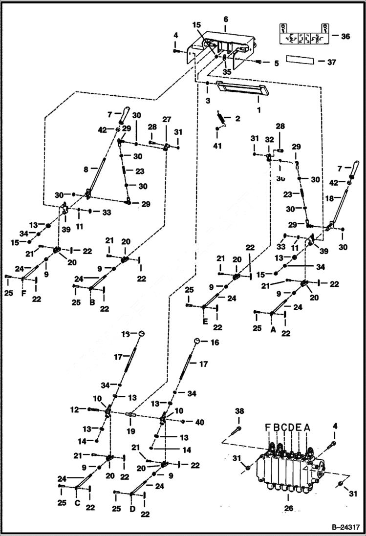 Схема запчастей Bobcat BACKHOE - CONTROLS (W/Aux.) (232900101 & Above) 725S BACKHOE