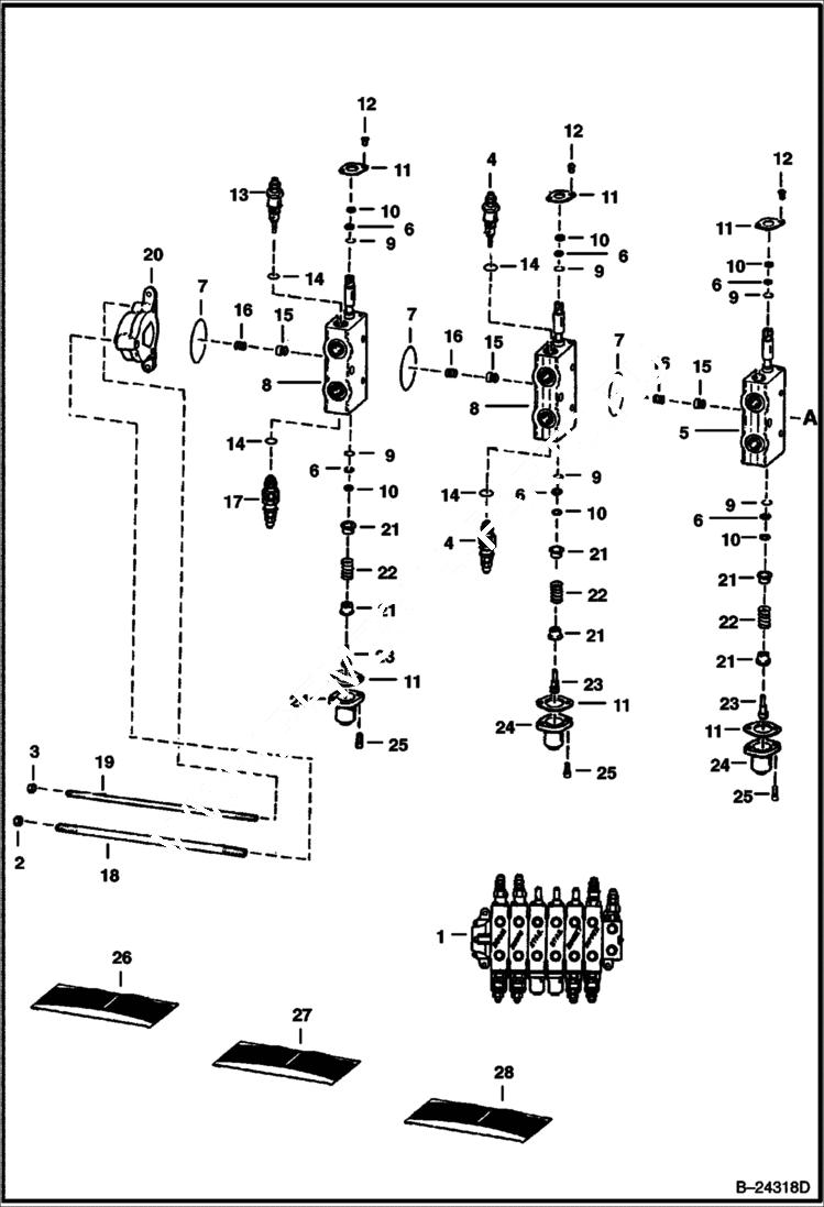 Схема запчастей Bobcat BACKHOE - VALVE CONTROL 923S & 923SA 923S BACKHOE