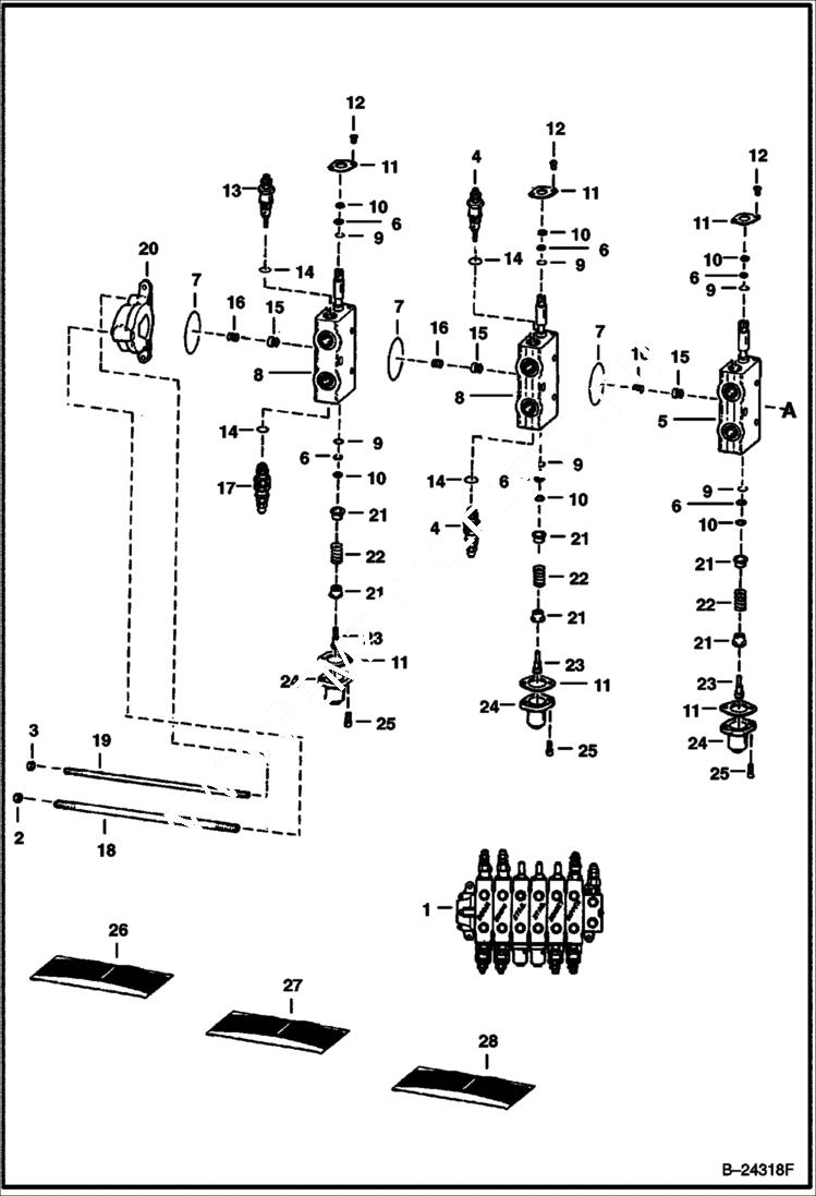 Схема запчастей Bobcat BACKHOE - VALVE CONTROL 933S 933S BACKHOE