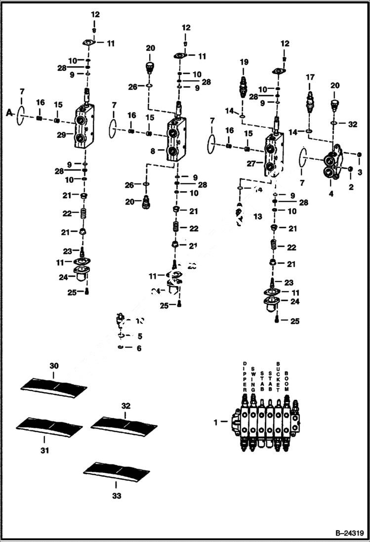 Схема запчастей Bobcat BACKHOE - VALVE CONTROL (W/O Aux.) (401500101 & Above) 725S BACKHOE