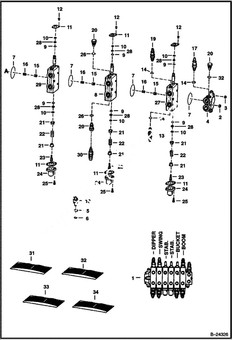 Схема запчастей Bobcat BACKHOE - VALVE CONTROL 730S 730S BACKHOE