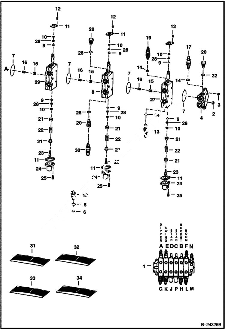 Схема запчастей Bobcat BACKHOE - VALVE CONTROL 835S - S/NS 7850 & 9700 (1st 4 Digits) 835S BACKHOE