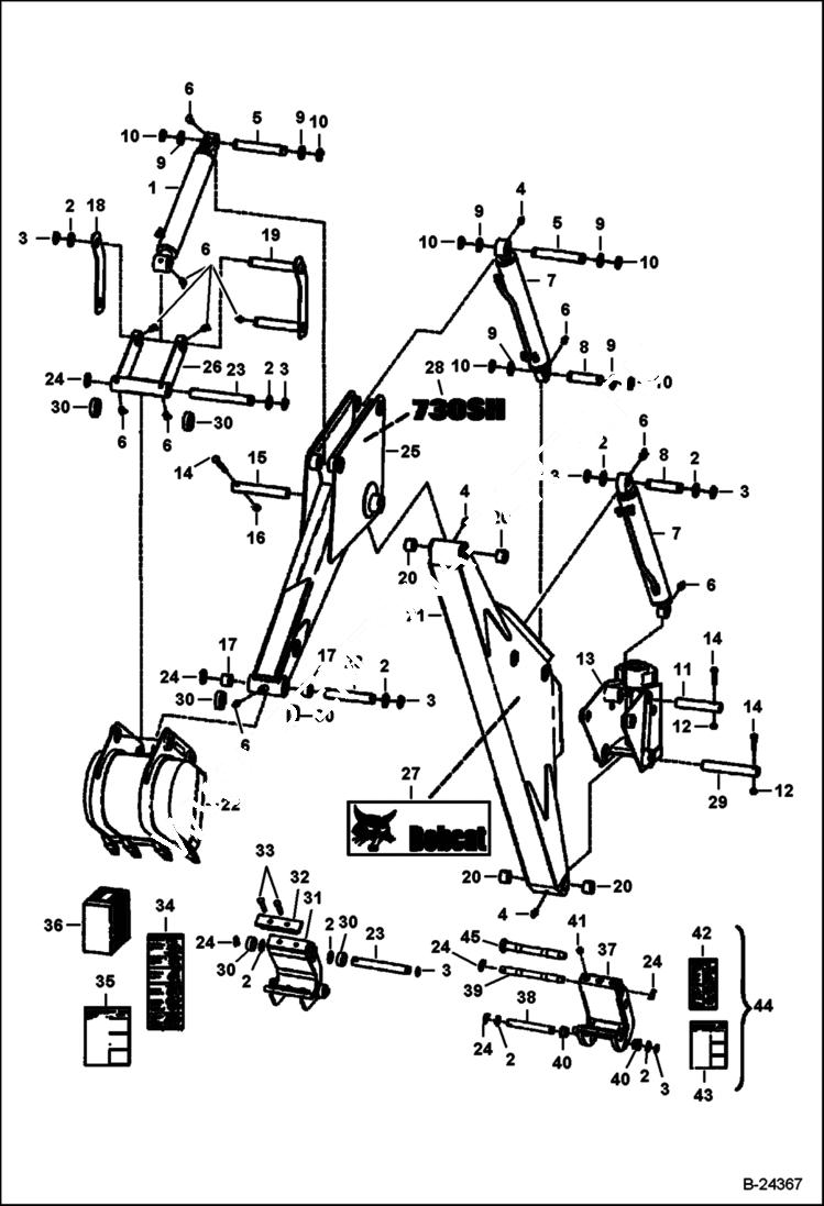 Схема запчастей Bobcat BACKHOE - BOOM & DIPPERSTICK 730SH 730SH BACKHOE