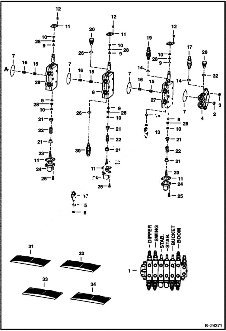 Схема запчастей Bobcat BACKHOE - VALVE CONTROL 730SH - S/N 646500500 & Above 730SH BACKHOE