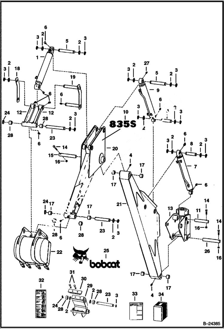 Схема запчастей Bobcat BACKHOE - BOOM & DIPPERSTICK 835S - All Serial Nos 835S BACKHOE