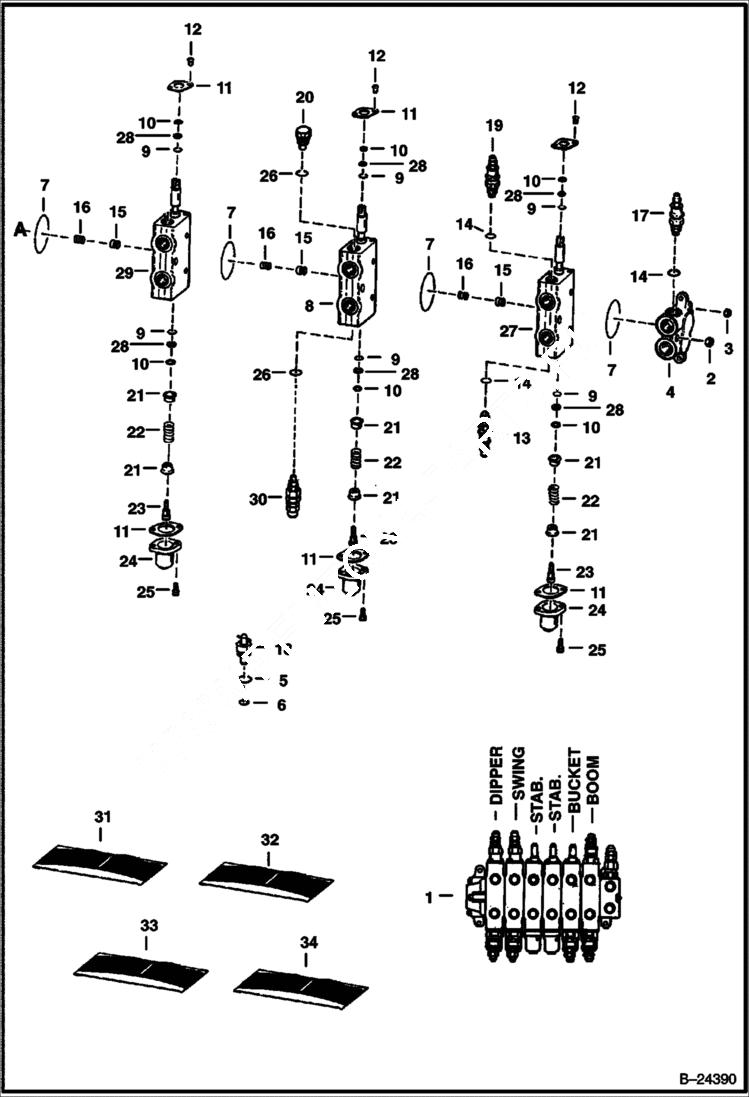 Схема запчастей Bobcat BACKHOE - VALVE CONTROL 835S - With 2-Way Aux - S/N 2335 (1st 4 Digits) 835S BACKHOE