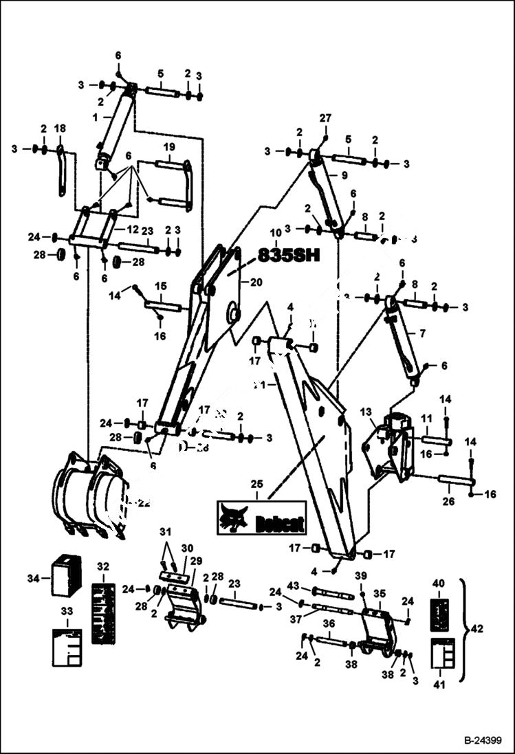 Схема запчастей Bobcat BACKHOE - BOOM & DIPPERSTICK 835SH - S/N 9923 (1st 4 digits) 835SH BACKHOE