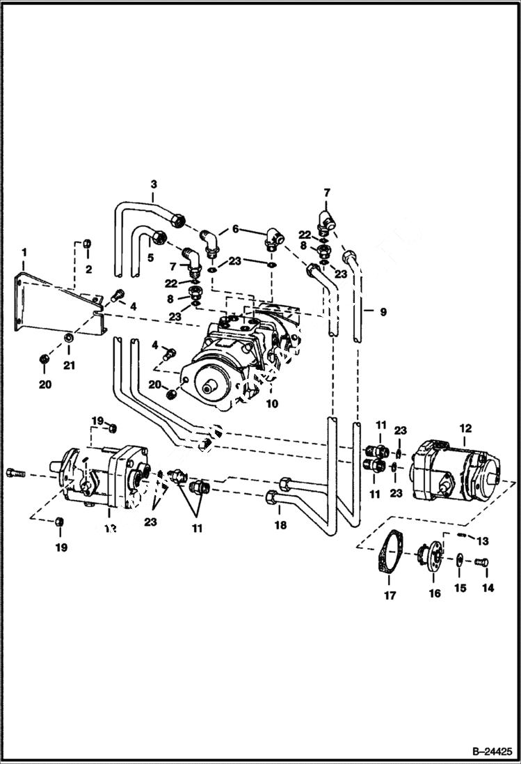 Схема запчастей Bobcat 700s - HYDROSTATIC PUMP & MOTOR FITTINGS HYDROSTATIC SYSTEM