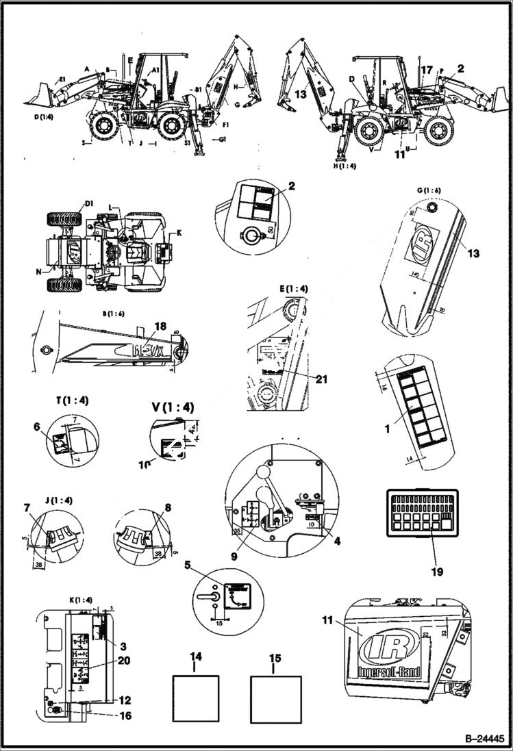 Схема запчастей Bobcat BL370 - DECALS (Tier I) (S/N 5727 11001 & Above) POWER UNIT