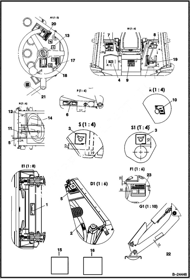 Схема запчастей Bobcat BL370 - DECALS (Tier I) (S/N 5727 11001 & Above) POWER UNIT