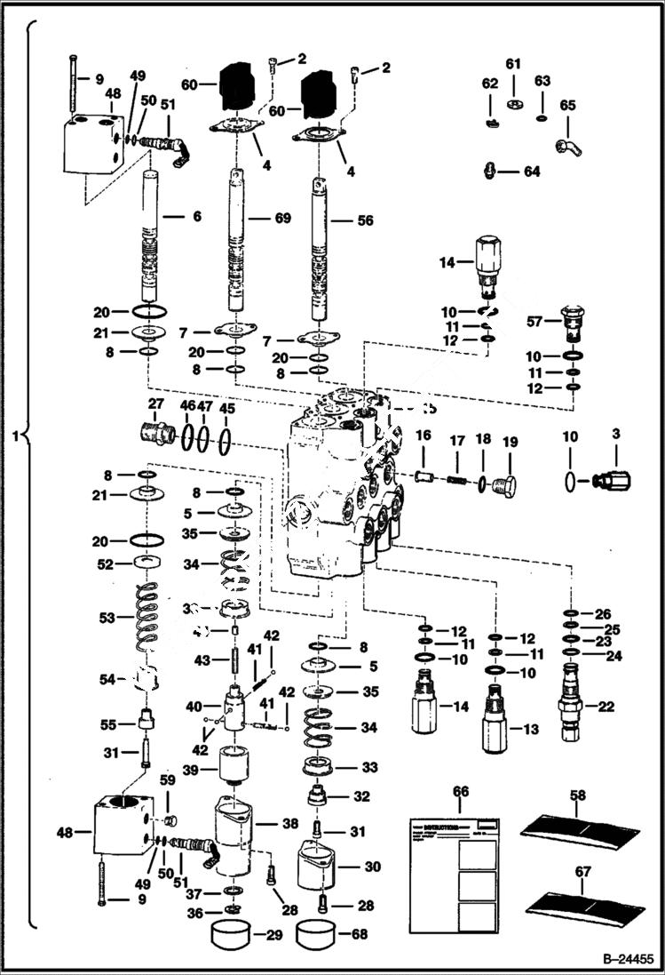 Схема запчастей Bobcat Articulated Loaders - HYDRAULIC CONTROL VALVE HYDRAULIC SYSTEM