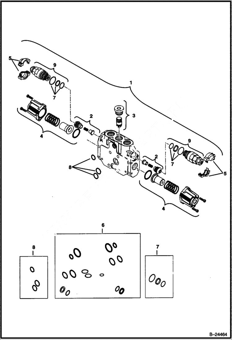 Схема запчастей Bobcat 435 - CONTROL VALVE (Bucket Section) HYDRAULIC/HYDROSTATIC SYSTEM